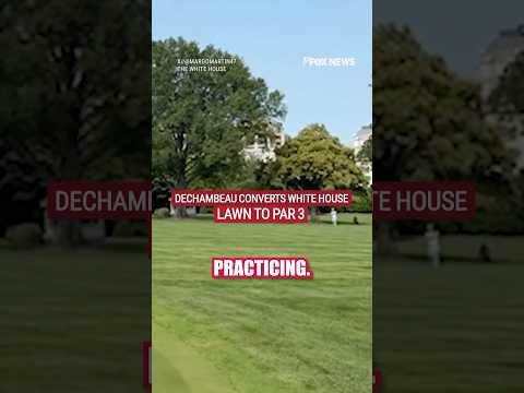 Bryson DeChambeau plays par three on converted White House lawn #shorts #trump #golf #whitehouse #us