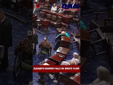 Senator Elizabeth Warren falls during a Senate vote on Israel arms sales