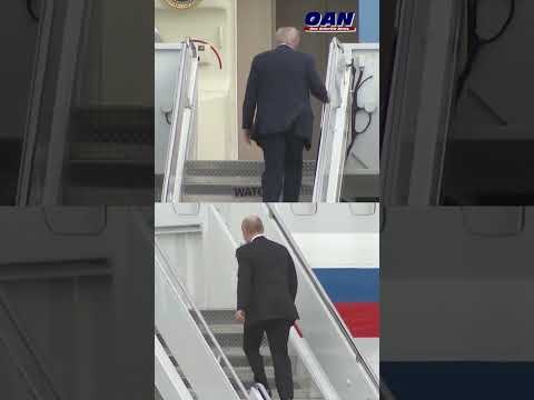 President Trump boards Air Force One after his talks with Russian President Vladimir Putin.