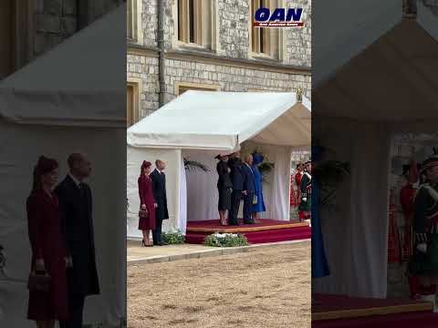 President Trump salutes to the National Anthem at Windsor Castle