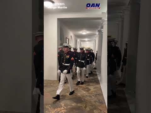 the Marine Corps Silent Drill Platoon was invited into the Oval Office by President Trump