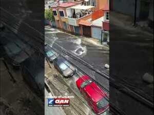 A massive leak flooded a street in Mexico City with water gushing