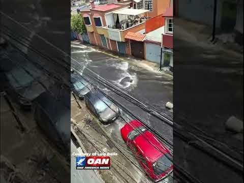 A massive leak flooded a street in Mexico City with water gushing