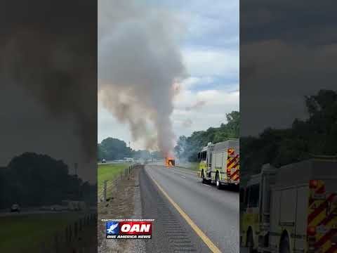 Video of a trailer filled with fireworks that caught fire and exploded on a Tennessee highway 1 Video of a trailer filled with fireworks that caught fire and exploded on a Tennessee highway